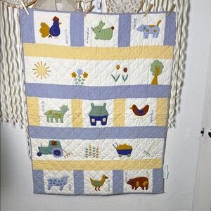 Vintage Banian LTD Made in India Farm Animal Crib Quilt Blanket Childs Quilt